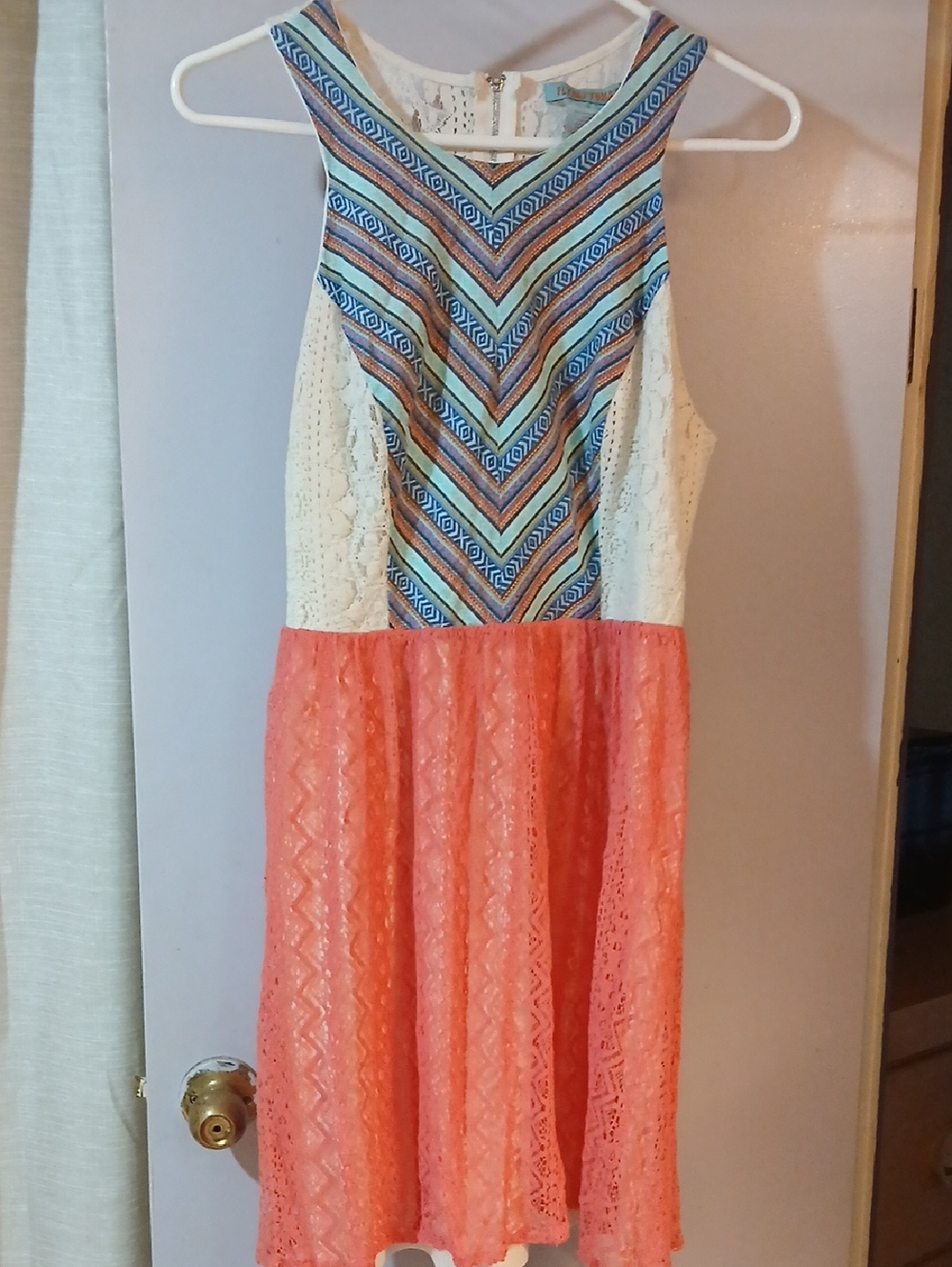 Flying Tomato Turquoise, Coral & Cream Mixed-Print Summer Top